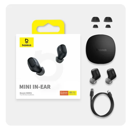Baseus Bowie WM01 TWS fülhallgató fekete - 5
