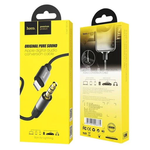 HOCO kábel AUX Jack 3.5 mm Lightning UPA13 fekete - 6