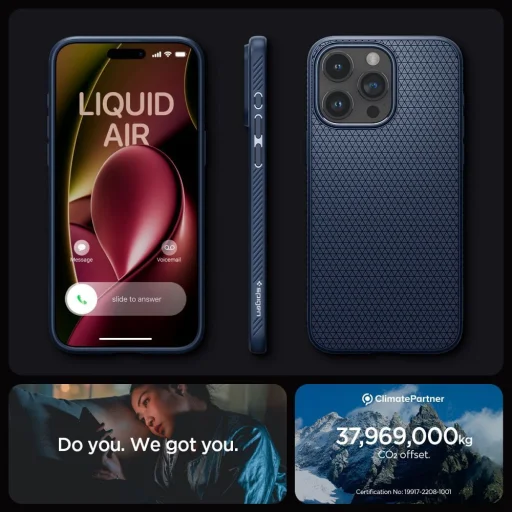  iPhone 15 Pro Max sötétkék SPIGEN Liquid Air tok - 15