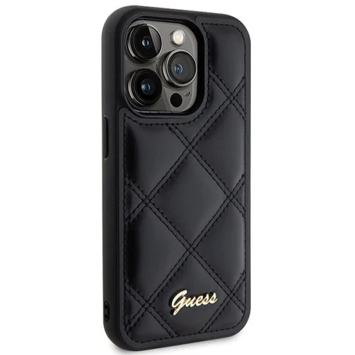 GUESS tok iPhone 15 Pro Max GUHCP15XPSQSQSK (Quilted Metal Logo) fekete tok - 3