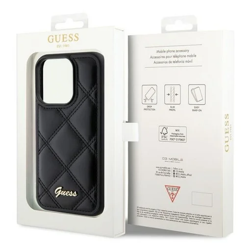 GUESS tok iPhone 15 Pro Max GUHCP15XPSQSQSK (Quilted Metal Logo) fekete tok - 8