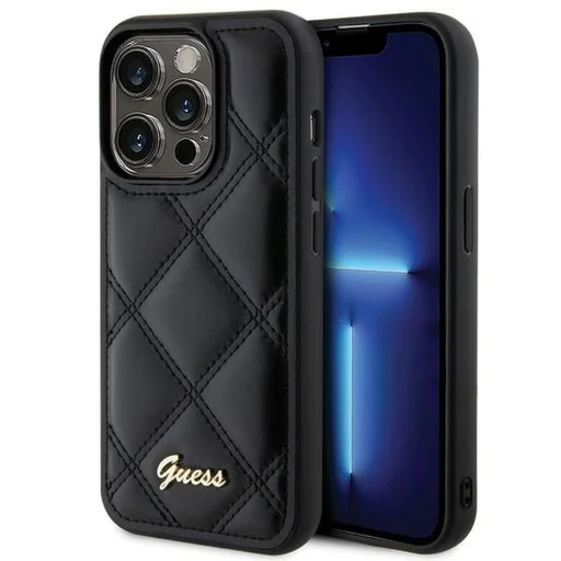 GUESS tok iPhone 15 Pro Max GUHCP15XPSQSQSK (Quilted Metal Logo) fekete tok - 1