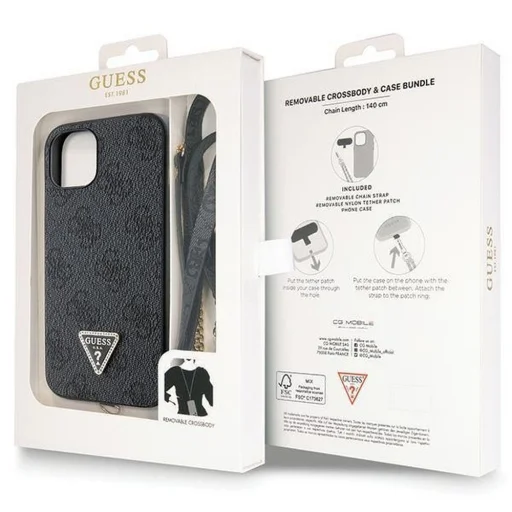 GUESS tok iPhone 13-hoz GUHCP13MP4TDSCPK (Metal Logo Stars Crossbody) fekete - 9