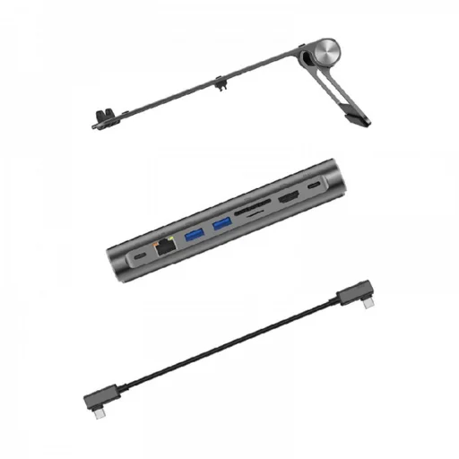 WiWU - Alumínium Laptop Állvány Dockoló Állomással (USB-C2+USB3.02+SD/TF+RJ45+HDMI (4k30Hz)) - 5