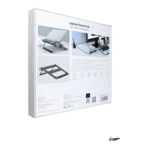 WiWU - Alumínium Laptop Állvány Dockoló Állomással (USB-C2+USB3.02+SD/TF+RJ45+HDMI (4k30Hz)) - 10