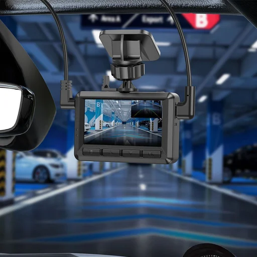 HOCO autós kamera kijelzővel 2,45" + hátsó kamera 1080P/30fps DV3 fekete - 8