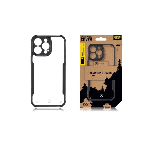 Taktické Quantum Stealth puzdro pre Apple iPhone 16 Pro Max Priehľadné/Čierne - 3