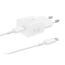 EP-T2510EWE + EP-DN980BWE Samsung USB-C 25W Utazó Töltő + USB-C Adatkábel Fehér (OOB Bulk)