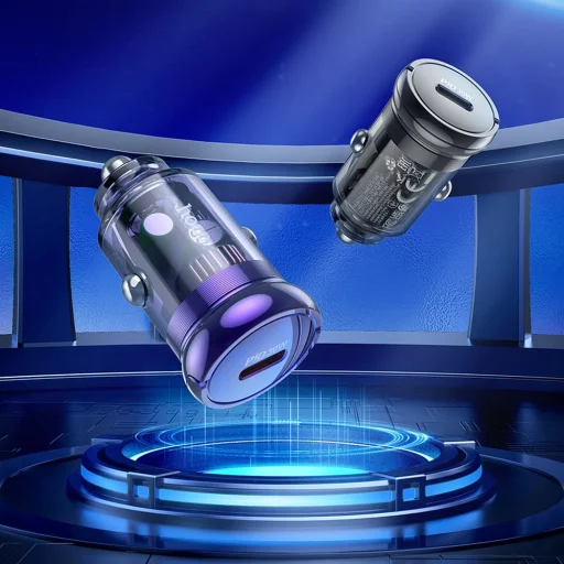 HOCO autós töltő Type C + Type C to Type C PD QC3.0 30W Z53 lila - 3