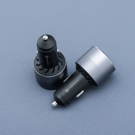 FORCELL F-ENERGY Alu autós töltő 2 x Type C + USB A PD QC4.0 SFC2.0 3A 85W szürke - 12