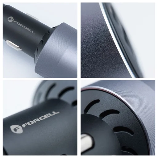 FORCELL F-ENERGY Alu autós töltő 2 x Type C + USB A PD QC4.0 SFC2.0 3A 85W szürke - 13