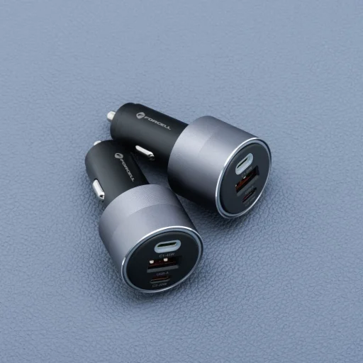 FORCELL F-ENERGY Alu autós töltő 2 x Type C + USB A PD QC4.0 SFC2.0 3A 85W szürke - 11