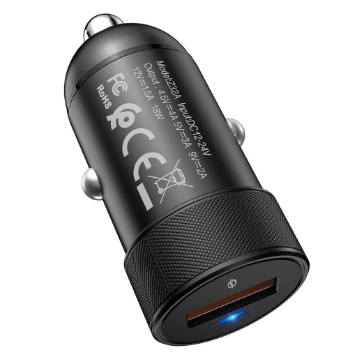 HOCO autós töltő USB A QC3.0 4A 18W Z32A fekete - 6