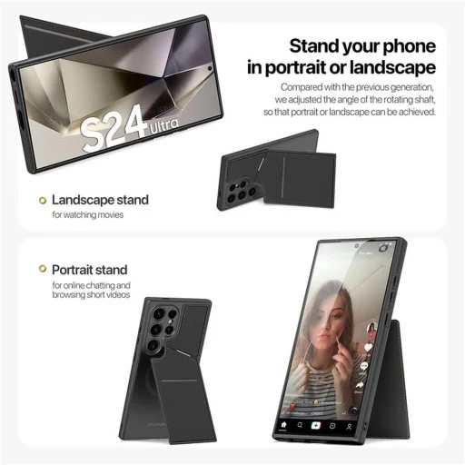 DUX DUCIS RAFI II MAG állványos fliptok MagSafe kompatibilis SAMSUNG S24 Ultra fekete tok - 10