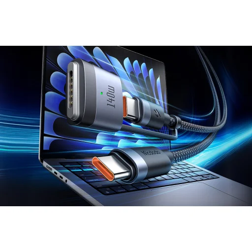 Mcdodo CA-0140 2 az 1-ben USB-C to USB-C + Magsafe 3 kábel, 2m (fekete) - 6