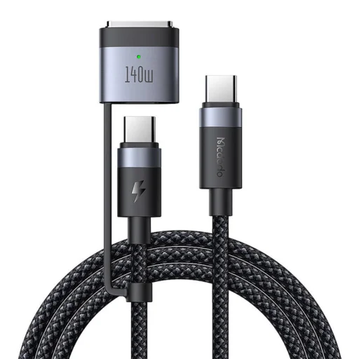 Mcdodo CA-0140 2 az 1-ben USB-C to USB-C + Magsafe 3 kábel, 2m (fekete) - 1