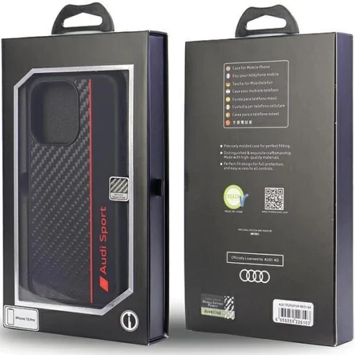  iPhone 13 Pro / 13 6.1" fekete/fekete Audi Carbon Fiber Stripe telefontok - 5