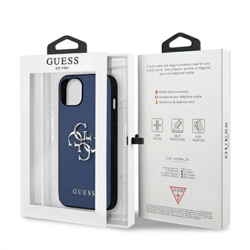 Guess GUHCP13SSA4GSBL iPhone 13 mini 5.4" kék/kék keménytok Saffiano 4G Fém Logó tok - 8