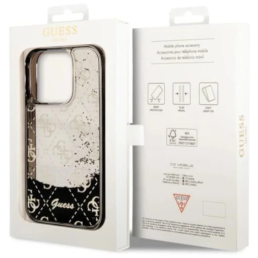 Guess GUHCP14LLC4PSGK iPhone 14 Pro 6.1" fekete/fekete keménytok Liquid Glitter 4G Áttetsző tok - 8