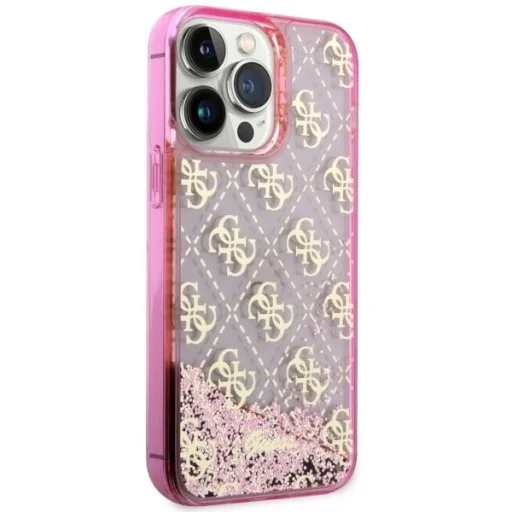 Guess GUHCP14LLC4PSGP iPhone 14 Pro 6.1" pink/pink Liquid Glitter 4G Átlátszó tok - 4