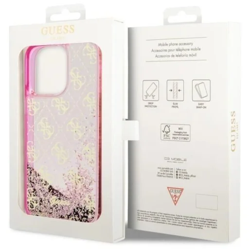Guess GUHCP14LLC4PSGP iPhone 14 Pro 6.1" pink/pink Liquid Glitter 4G Átlátszó tok - 8
