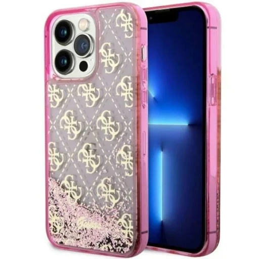 Guess GUHCP14LLC4PSGP iPhone 14 Pro 6.1" pink/pink Liquid Glitter 4G Átlátszó tok - 1