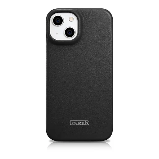 iCarer CE Prémium Bőr Fliptok iPhone 14 Plus mágneses fliptok MagSafe fekete (WMI14220715-BK) tok - 3