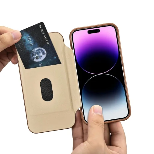 iCarer CE Premium Leather Folio tok iPhone 14 Pro Max Magnetic Flip Leather Folio tok MagSafe Barna (WMI14220716-BN) - 19