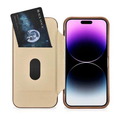 iCarer CE Premium Leather Folio tok iPhone 14 Pro Max Magnetic Flip Leather Folio tok MagSafe Barna (WMI14220716-BN) - 20