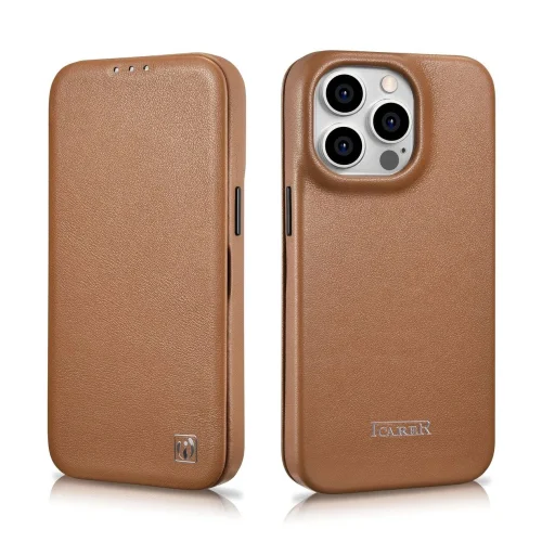 iCarer CE Premium Leather Folio tok iPhone 14 Pro Max Magnetic Flip Leather Folio tok MagSafe Barna (WMI14220716-BN) - 28
