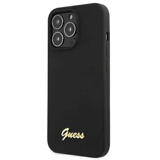 Guess GUHMP13XLSLMGBK iPhone 13 Pro Max 6.7" fekete/fekete tok Silicone Script Arany Logó MagSafe - 3