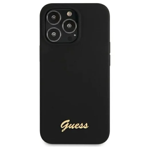 Guess GUHMP13XLSLMGBK iPhone 13 Pro Max 6.7" fekete/fekete tok Silicone Script Arany Logó MagSafe - 4