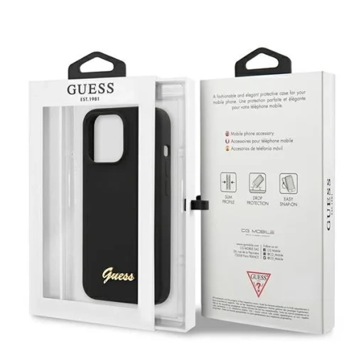 Guess GUHMP13XLSLMGBK iPhone 13 Pro Max 6.7" fekete/fekete tok Silicone Script Arany Logó MagSafe - 8