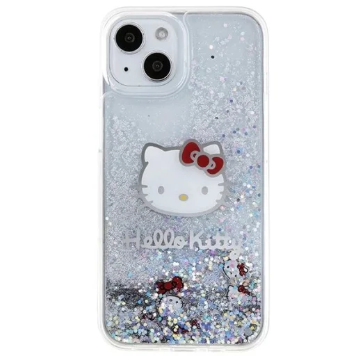 Hello Kitty Liquid Glitter Charms Kitty Head tok iPhone 15-höz - ezüst - 3