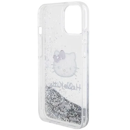 Hello Kitty Liquid Glitter Charms Kitty Head tok iPhone 15-höz - ezüst - 5