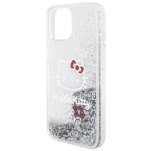 Hello Kitty Liquid Glitter Charms Kitty Head tok iPhone 15-höz - ezüst - 6