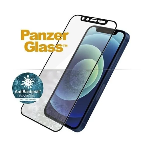 PanzerGlass E2E Microfracture Antibakteriális Üveg Swarovsky Kristály Kamera Fedéllel iPhone 12 mini-hez - Fekete Kerettel Üvegfólia - 2