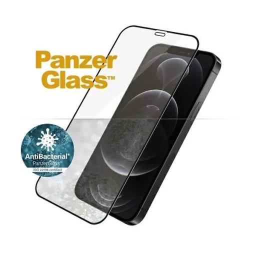 PanzerGlass E2E Super+ Microfracture antibakteriális edzett üveg iPhone 12 / 12 Pro - fekete kerettel üvegfólia - 2