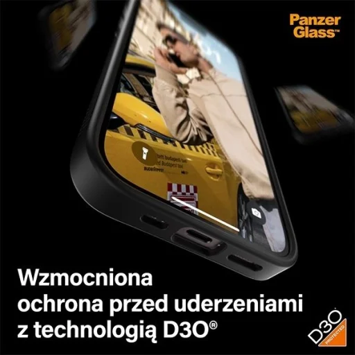 Katonai szintű tanúsítvánnyal rendelkező PanzerGlass ClearCase iPhone 15 tok - Átlátszó & Fekete - 7