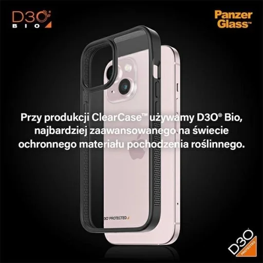 Katonai szintű tanúsítvánnyal rendelkező PanzerGlass ClearCase iPhone 15 tok - Átlátszó & Fekete - 8