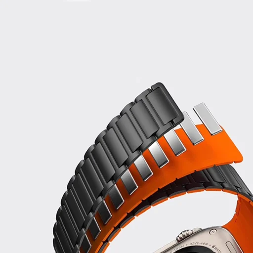 Szilikon mágneses hurok Apple Watch 38/40/41 dizájn 2 fekete-narancs - 3