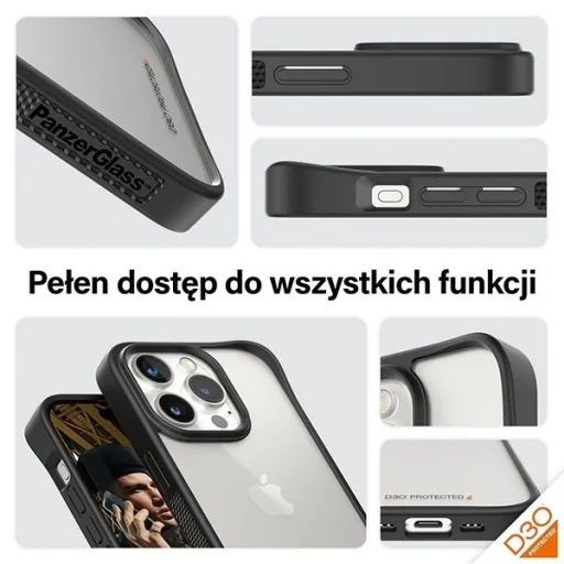 Katonai Minősítésű Tanúsítvánnyal Rendelkező PanzerGlass ClearCase iPhone 15 Pro Tok - Átlátszó és Fekete - 3