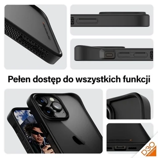 PanzerGlass ClearCase tok iPhone 15 Pro Max készülékhez katonai minősítéssel - Átlátszó és fekete - 3