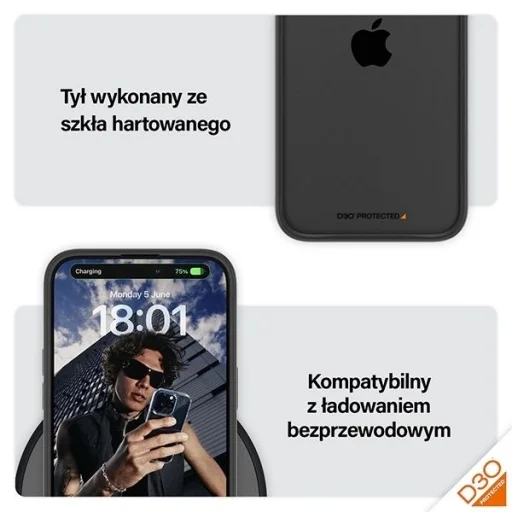 PanzerGlass ClearCase tok iPhone 15 Pro Max készülékhez katonai minősítéssel - Átlátszó és fekete - 5