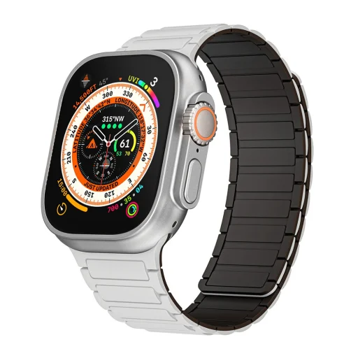 Szilikon mágneses pánt Apple Watch 38/40/41 design 2 fehér-fekete - 1