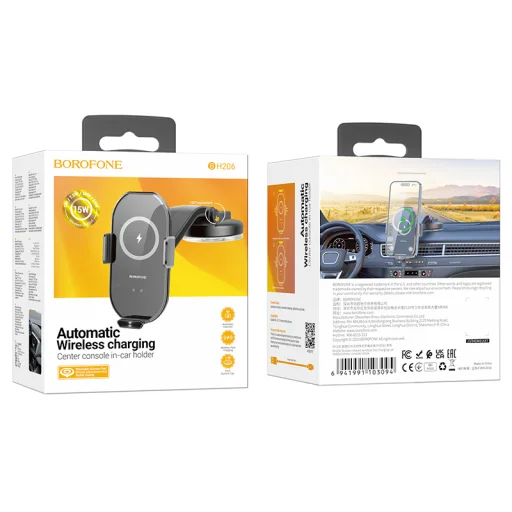 Borofone autós tartó BH206 Rusher vezeték nélküli töltéssel műszerfalhoz fekete - 9