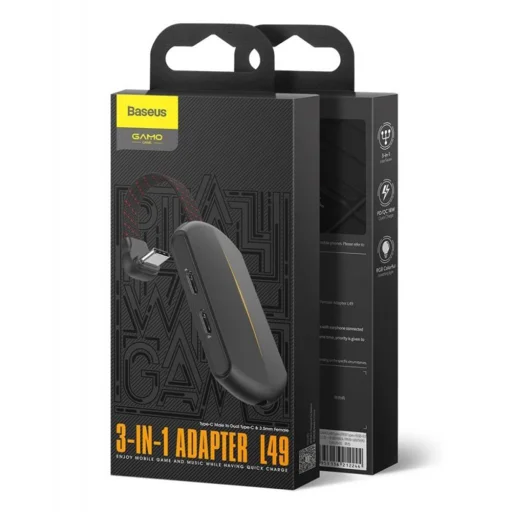 Baseus Adapter Gamo L47 - Lightning apa csatlakozó 2xLightning + 3,5 mm jack anya csatlakozó - 2A (CALL47-01) fekete - 12