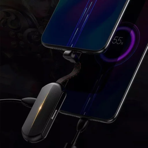 Baseus Adapter Gamo L47 - Lightning apa csatlakozó 2xLightning + 3,5 mm jack anya csatlakozó - 2A (CALL47-01) fekete - 9