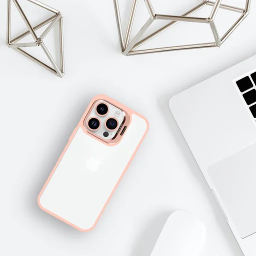 Tel Protect Kitámasztós tok + kameraüveg (lencse) iPhone 14 Pro Max-hoz világos rózsaszín - 7