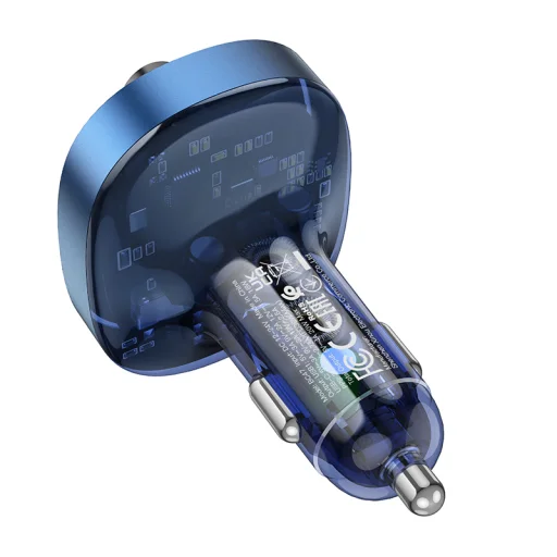 Borofone Transmitter FM BC47 Might MP3, Bluetooth - 2xUSB + Type C - QC 3.0 18W PD 30W kék - 3